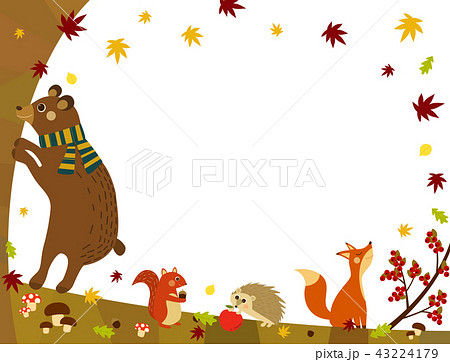 秋の動物たち 秋の森のイラスト素材