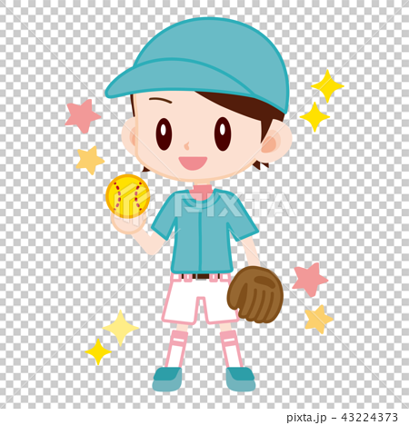 Softball player Cute girl - Stock Illustration [43224373] - PIXTA