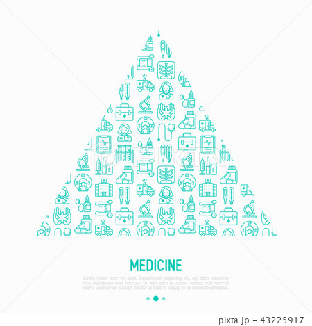 Medicine concept in triangle with thin line icons 43225917