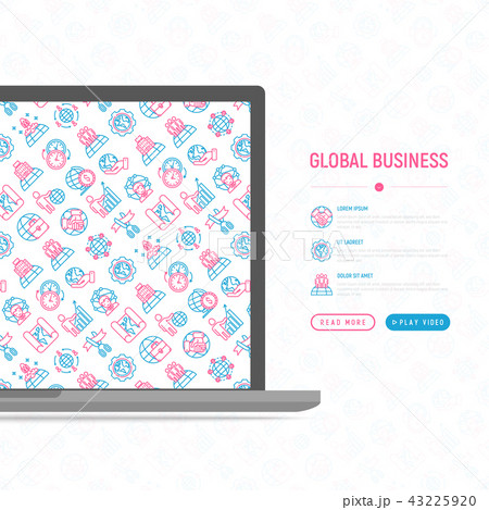 Global business concept with thin line icons 43225920