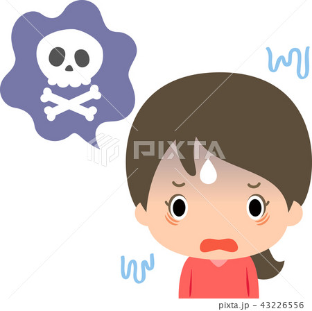 嫌悪の表情の女性とドクロマーク 嫌悪の表情の女性とドクロマーク 43226556