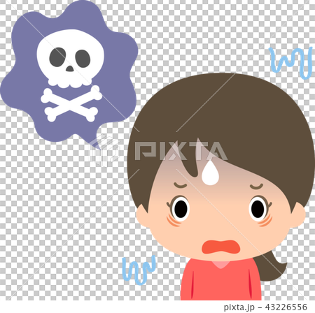 嫌悪の表情の女性とドクロマーク 嫌悪の表情の女性とドクロマーク 43226556