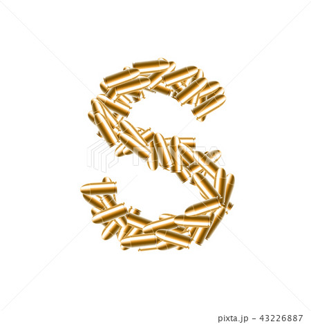 Alphabet bullet set letter S gold colorのイラスト素材 [43226887] - PIXTA