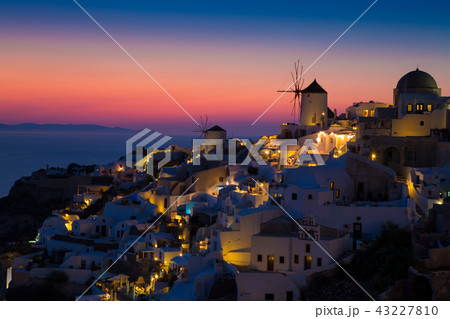 View of Oia the most beautiful village of Santorini island. View of Oia the most beautiful village of Santorini island. 43227810