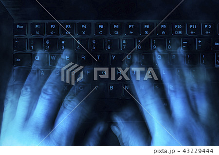 hands are typing on the keyboard in the dark. The concept of hacking, haters, fake and trolling hands are typing on the keyboard in the dark. The concept of hacking, haters, fake and trolling 43229444