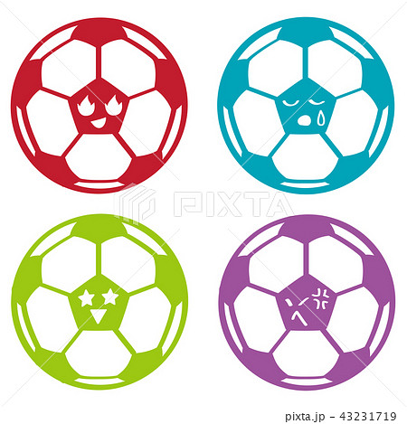 サッカーボールのキャラ カラフルのイラスト素材 43231719 Pixta