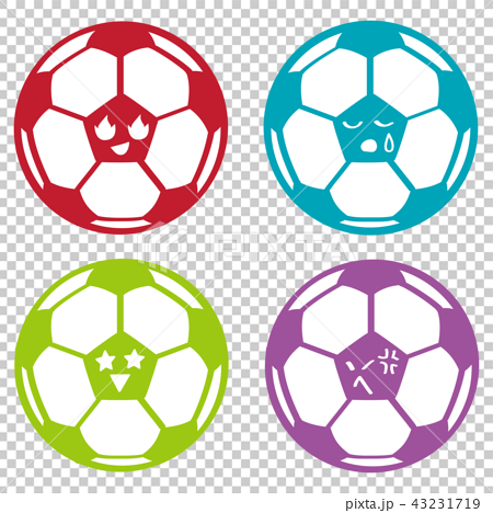 サッカーボールのキャラ カラフルのイラスト素材