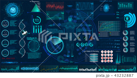 Medical examination HUD elements set. interface 43232887