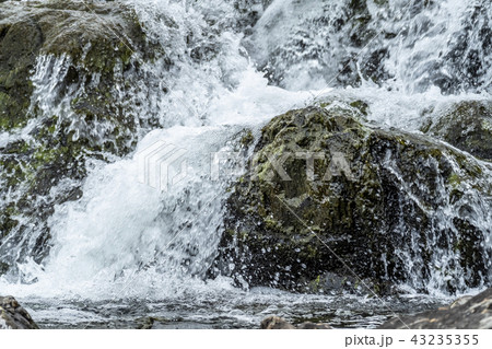Close up of Flowing water on some rocky stream Close up of Flowing water on some rocky stream 43235355