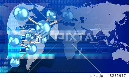 3d abstract with molecule model head silhouette  43235957