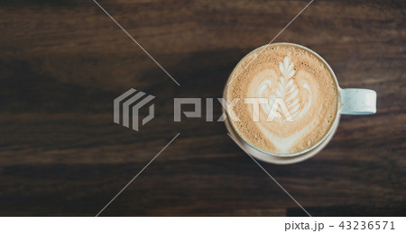 Top view of hot cappuccino coffee cup Top view of hot cappuccino coffee cup 43236571