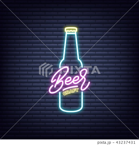 Craft Beer. Beer neon sign. Neon glowing signboard banner design 43237431