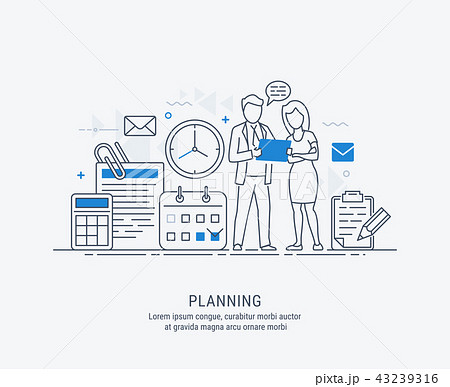 Flat line illustration of business planning 43239316