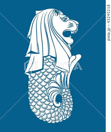 Merlion statue on blue 43245218