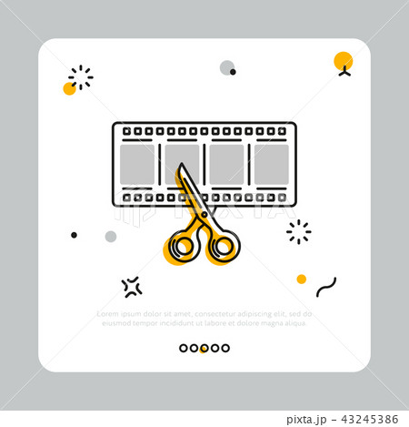Filmstrip with scissors in simple icon 43245386