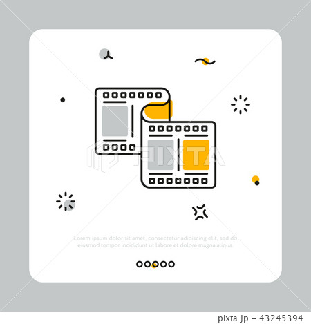 Simple icon of filmstrip in white square 43245394