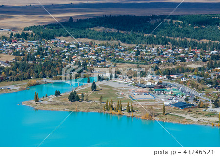 Aerial view of Lake Tekapo ,Mount John Observatory Aerial view of Lake Tekapo ,Mount John Observatory 43246521