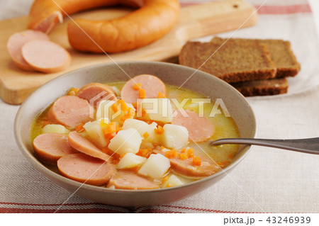 Dutch soup with Rookworst sausages Dutch soup with Rookworst sausages 43246939