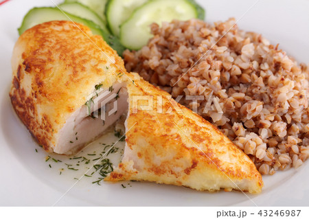 Chicken Kiev with buckwheat porridge Chicken Kiev with buckwheat porridge 43246987