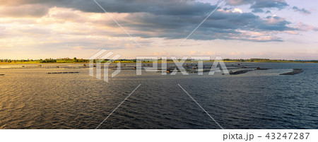 cages for fish farming in nature river cages for fish farming in nature river 43247287