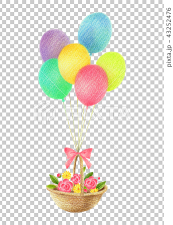 Balloons and flower baskets - Stock Illustration [43252476] - PIXTA