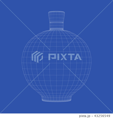 3D wire-frame model of alcohol bottle 3D wire-frame model of alcohol bottle 43256549