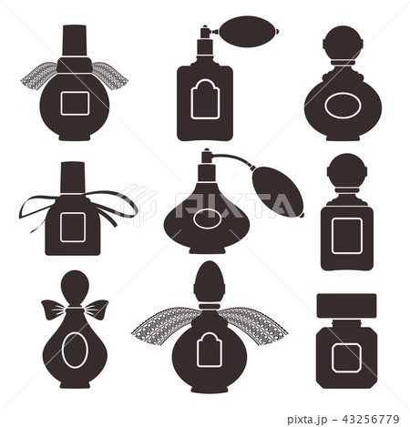 Collection Of Silhouettes Of Bottles For Perfumeのイラスト素材