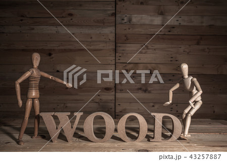 wooden puppets with wood word wooden puppets with wood word 43257887