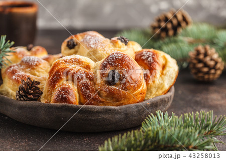 Traditional Swedish Christmas saffron buns  43258013
