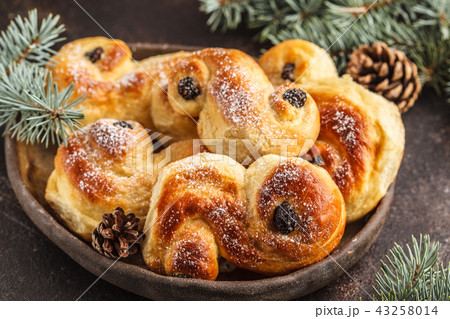 Traditional Swedish Christmas saffron buns 43258014