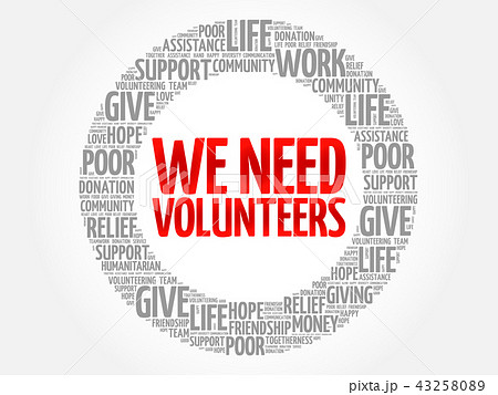 WE NEED VOLUNTEERS word cloud collage 43258089