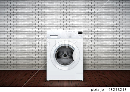 Laundry room of brick wall and washing machine Laundry room of brick wall and washing machine 43258213