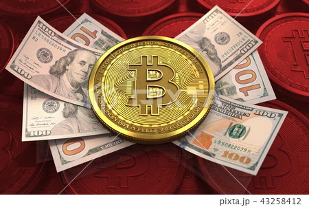 3d  illustration of bitcoin banknotes 43258412