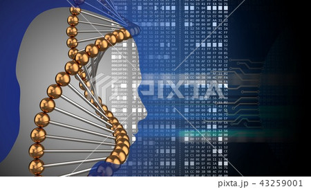 3d abstract with dna structure head silhouette 3d abstract with dna structure head silhouette 43259001
