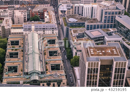 Aerial of the financial district in Frankfurt, Germany - Europe 43259195