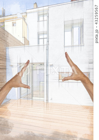 New facade in courtyard from old house New facade in courtyard from old house 43259567