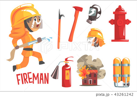 Boy Fireman, Kids Future Dream Fire Fighter Professional Occupation Illustration With Related To Boy Fireman, Kids Future Dream Fire Fighter Professional Occupation Illustration With Related To 43261242