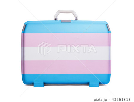 Used plastic suitcase with stains and scratches 43261313