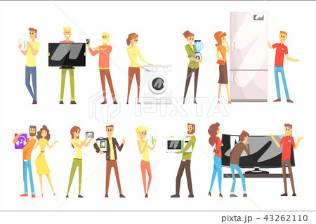 Happy Smiling People In Department Store Shopping For Domestic Equipment Choosing Electronic Objects 43262110