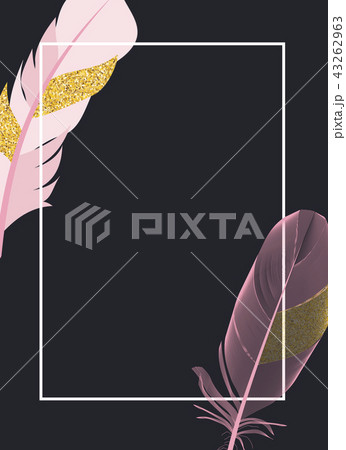 Glitter Painted Birds of Feather Background. Vector Illustration 43262963