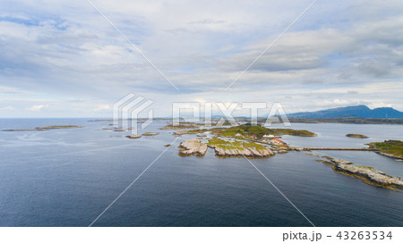 Norway coast with island in summer drone view 43263534