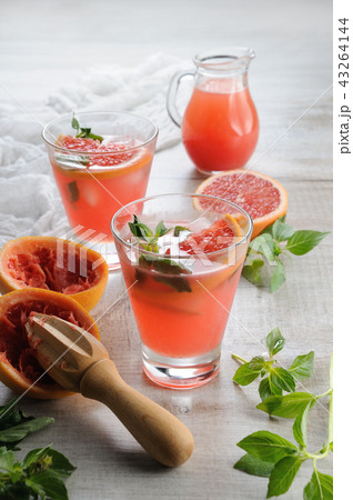 Cocktail of grapefruit and lemon basil Cocktail of grapefruit and lemon basil 43264144