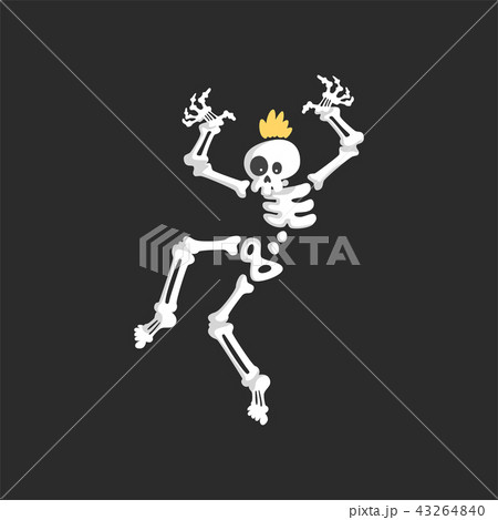 Creepy Punk Skeleton Character Dancing Vector のイラスト素材