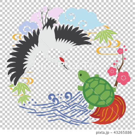 丸い鶴と亀_カラーのイラスト素材 [43265886] - PIXTA