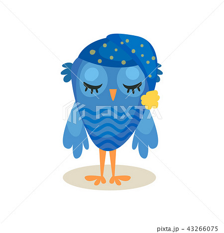 Cute blue owlet sleeping, sweet owl bird cartoon character vector Illustration on a white background Cute blue owlet sleeping, sweet owl bird cartoon character vector Illustration on a white background 43266075