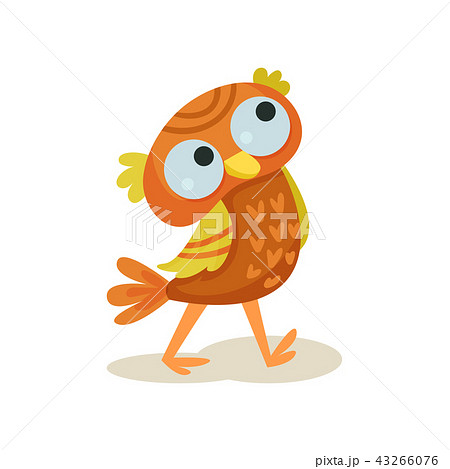 Cute owlet walking, sweet orange owl bird cartoon character vector Illustration on a white Cute owlet walking, sweet orange owl bird cartoon character vector Illustration on a white 43266076