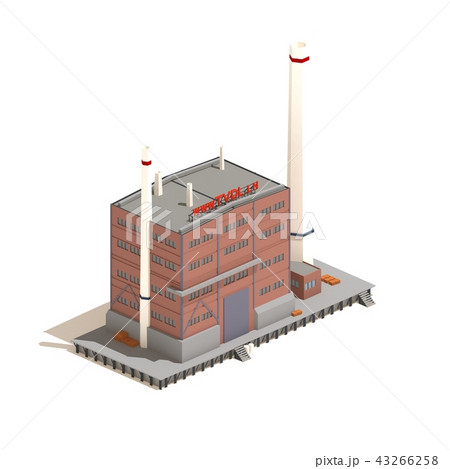 Flat 3d model isometric red brick industry 43266258