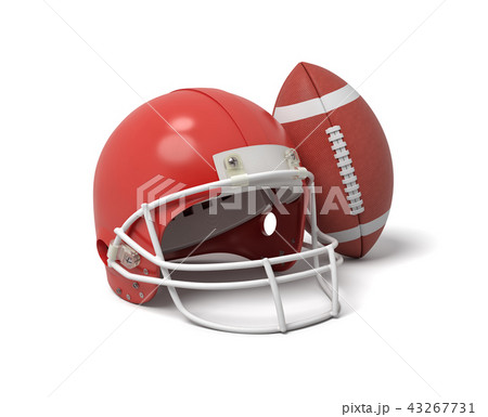 3d rendering of a red American football helmet...のイラスト素材