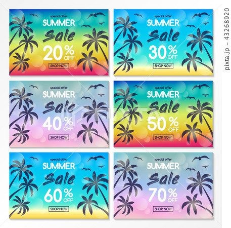 Summer Sale - banners with tropical palms. Vector. Summer Sale - banners with tropical palms. Vector. 43268920