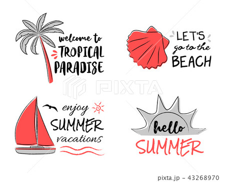 Summertime - hand drawn icons with text. Vector. 43268970